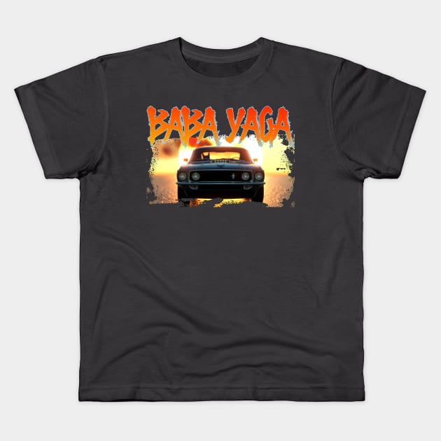 Baba Yaga Car Kids T-Shirt by FurryBallBunny